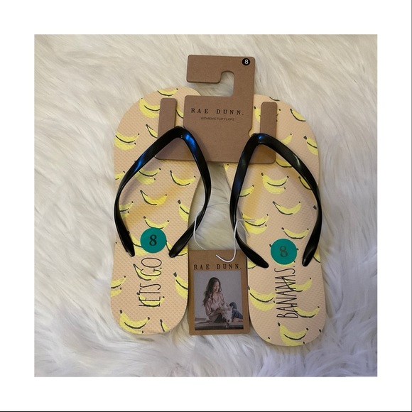 Rae Dunn Shoes - Rae Dunn Let’s Go Bananas Flip Flops - NWT - Size 8